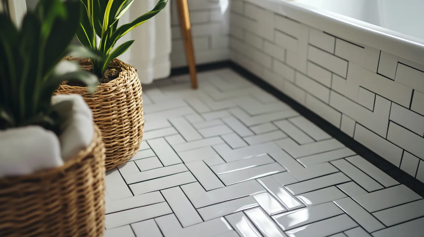 Basket_Weave_Pattern_in_White_Tiles_With_Black_Grout