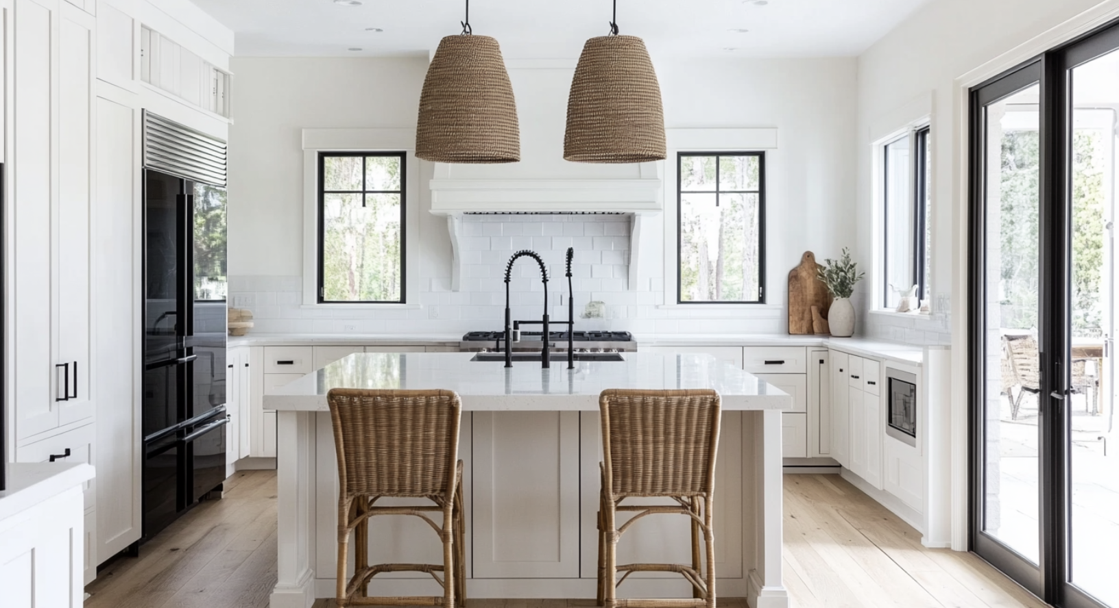 Beach-Style_White_Kitchen_with_Black_Hardware