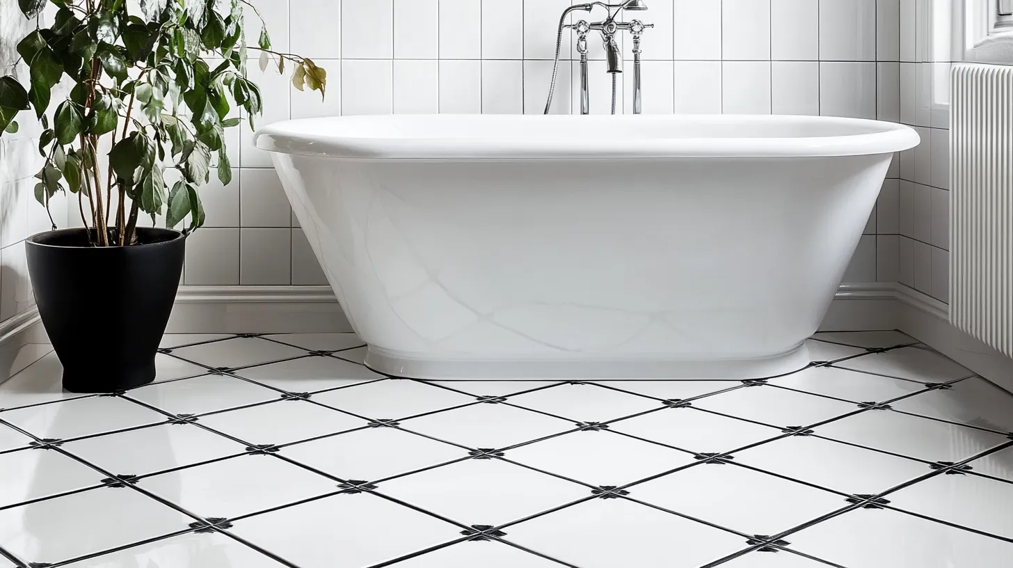 Diamond_Pattern_White_Tiles_with_Black_Grout_Outlines