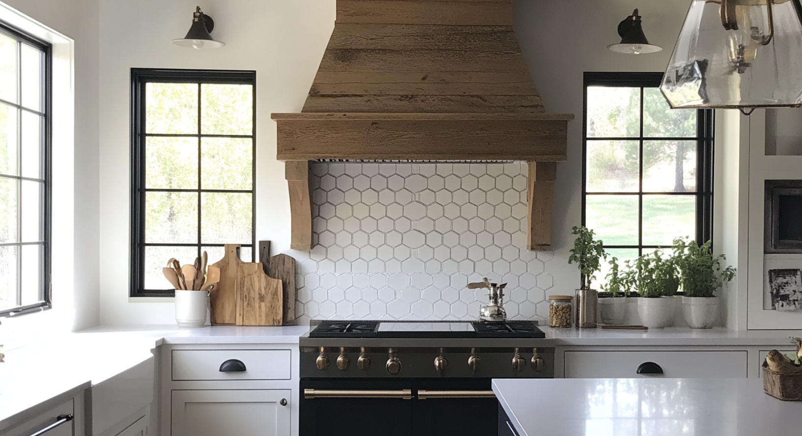 Kitchen_with_White_Hex_Tile_Backsplash_and_Wood_Range_Hood