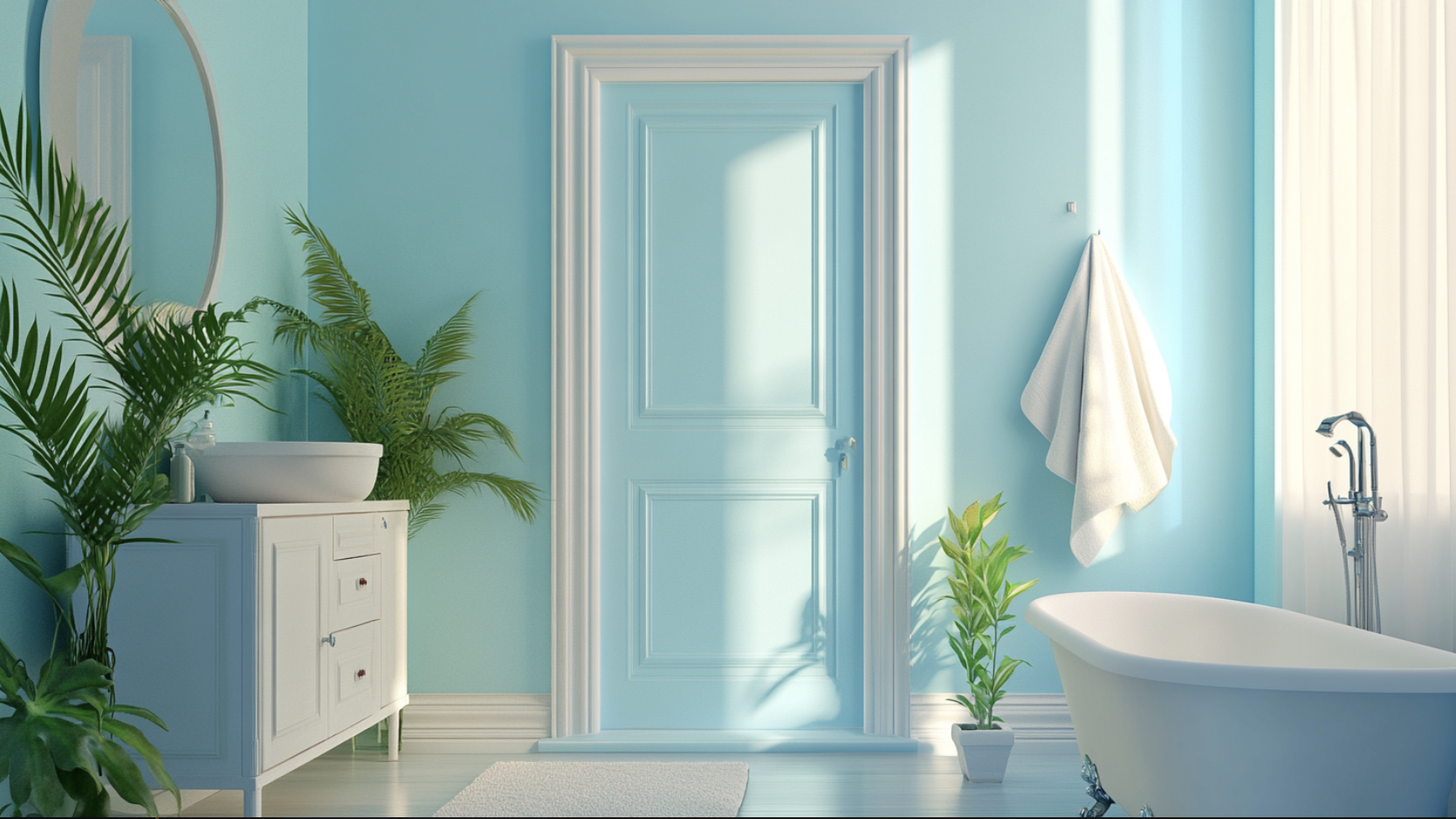 Sky_Blue_Retro_Bathroom_Door_with_Glass_Panels