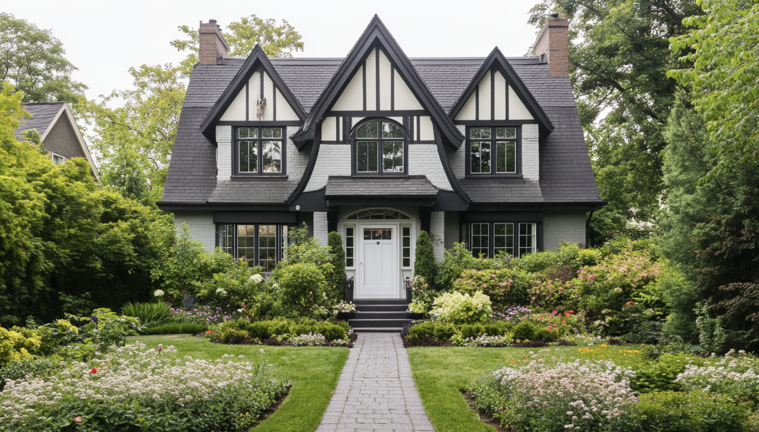 Two-Story_Grey_House_with_Black_Trim_and_Gabled_Roof