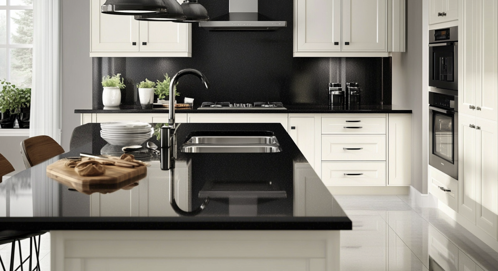 White_Kitchen_Cabinets_with_Black_Hardware_and_a_Black_Countertop