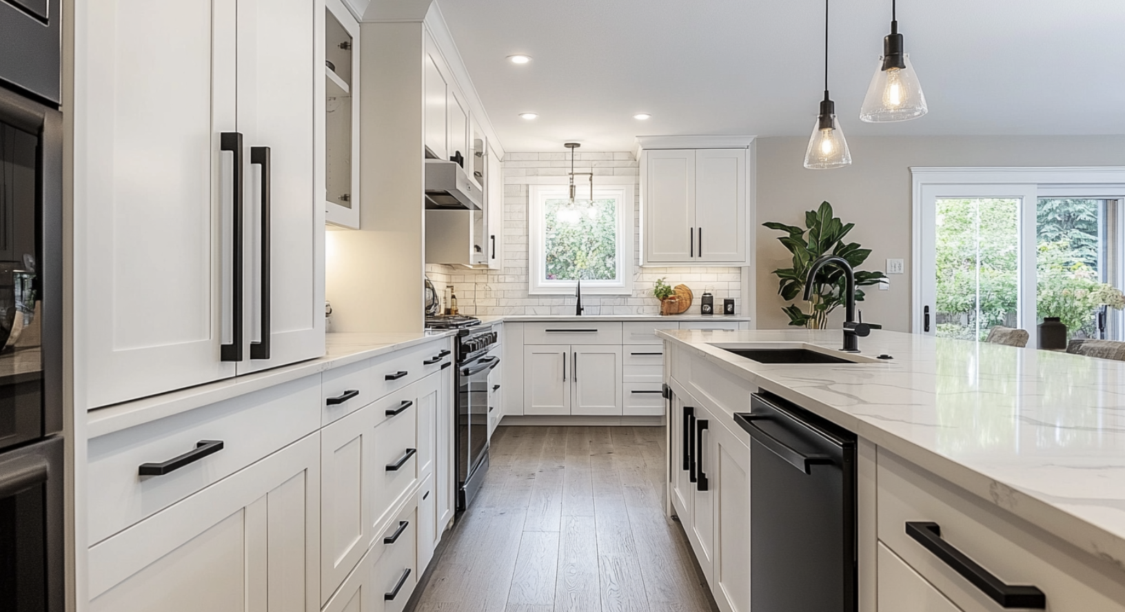 White_Shaker_Cabinets_with_Black_Hardware