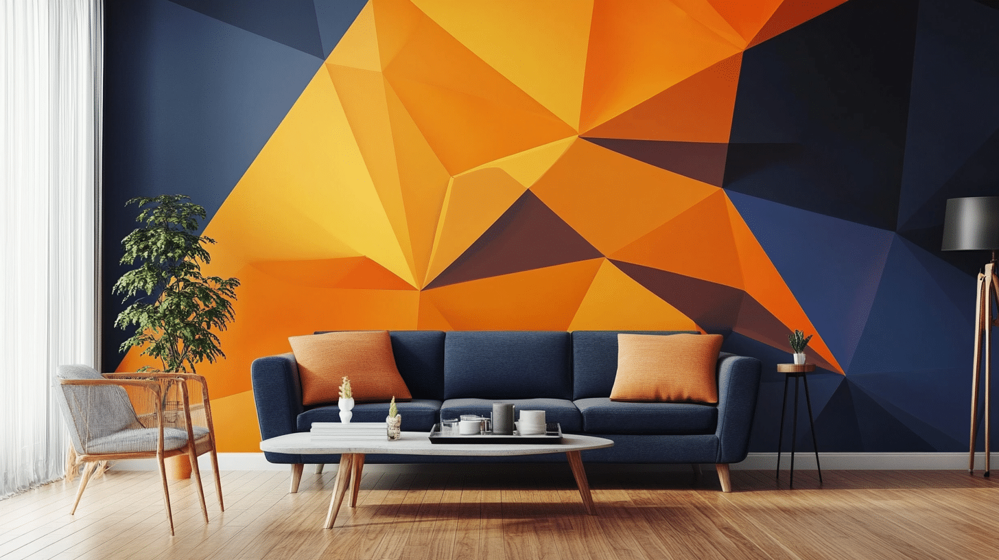 Geometrical_Orange_and_Navy_Blue_Wallpaper