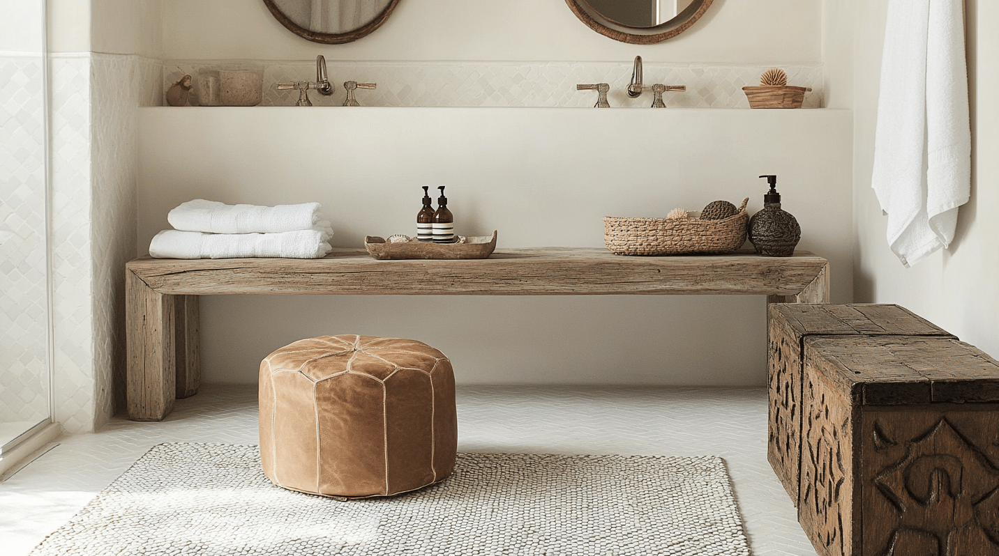 Leather_Poufs_and_Wooden_Benches