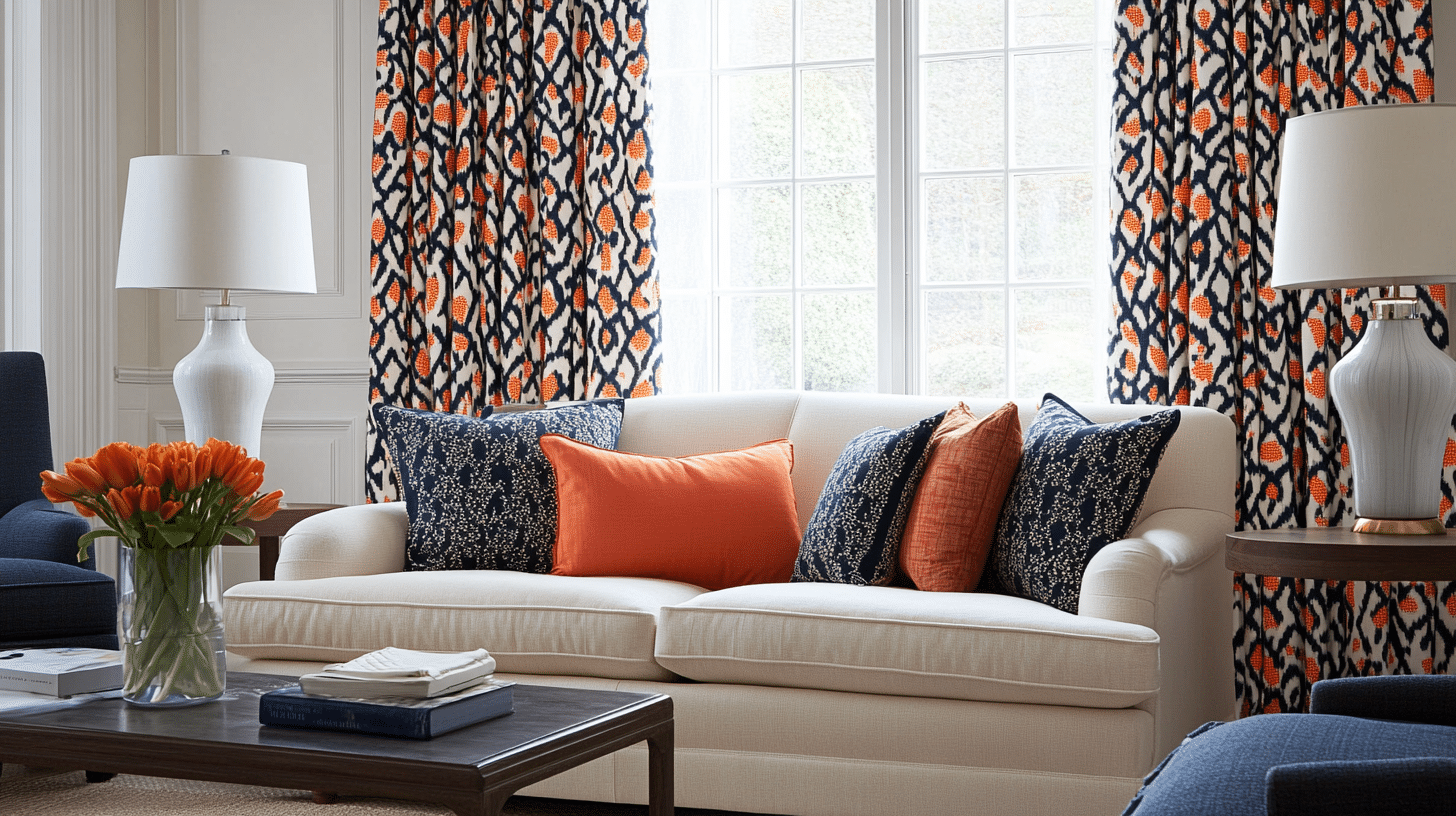 Navy_and_Orange_Patterned_Curtains