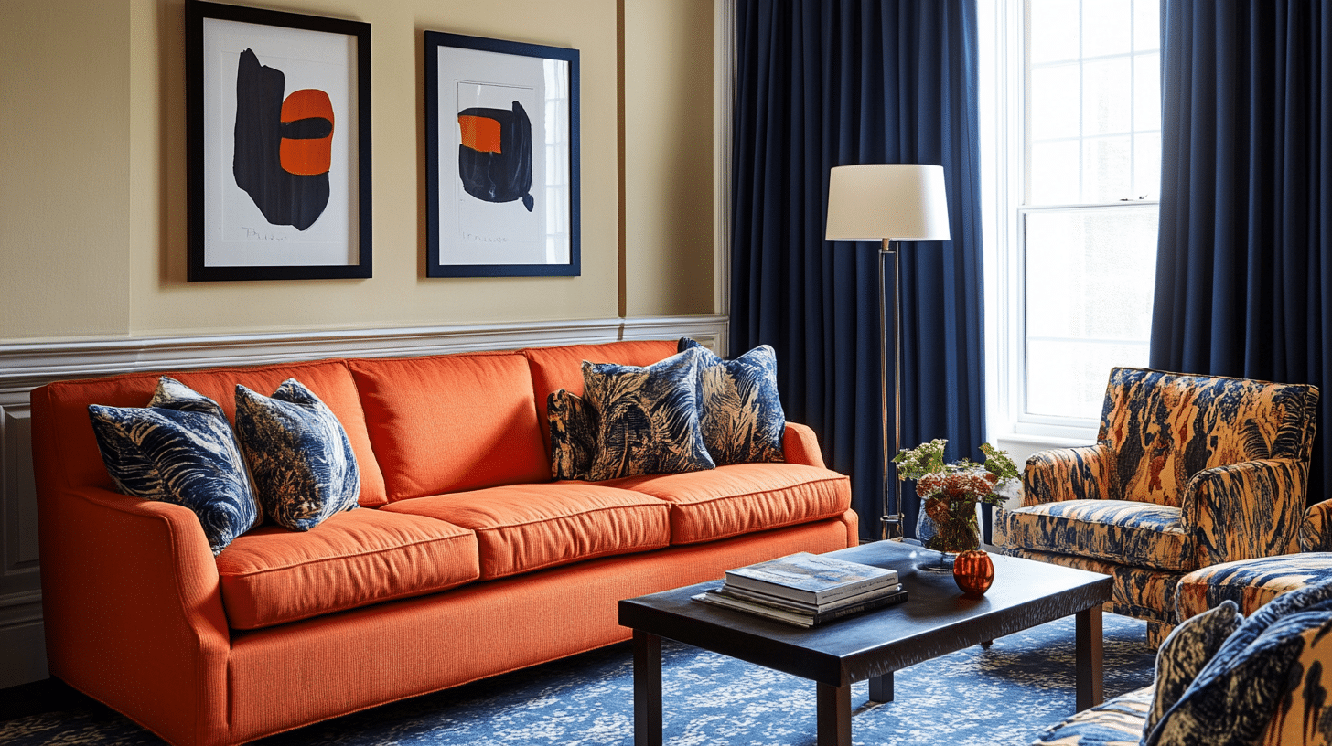 Orange_Couches_and_Navy_Blue_Curtains