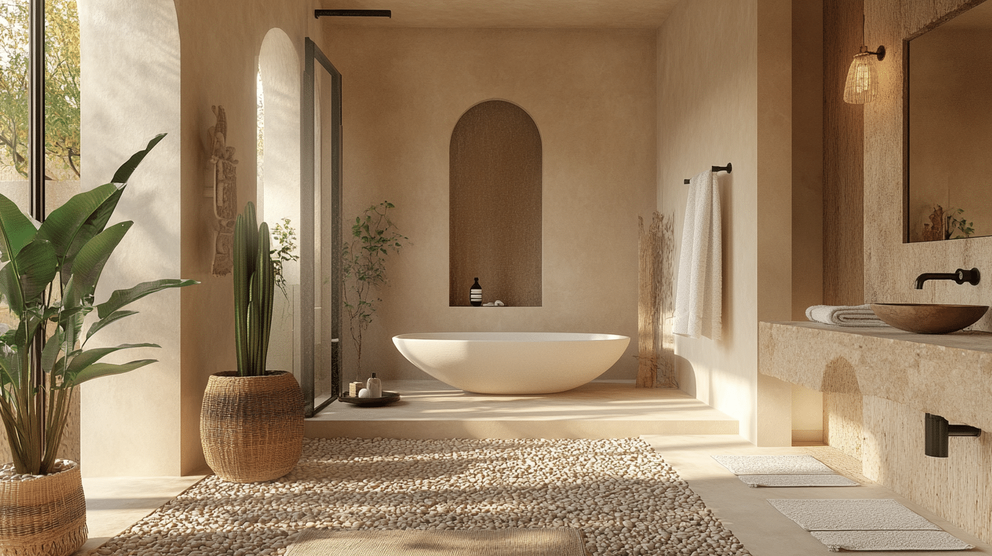 Pebbled_Shower_Floor_with_Cactus_Decor