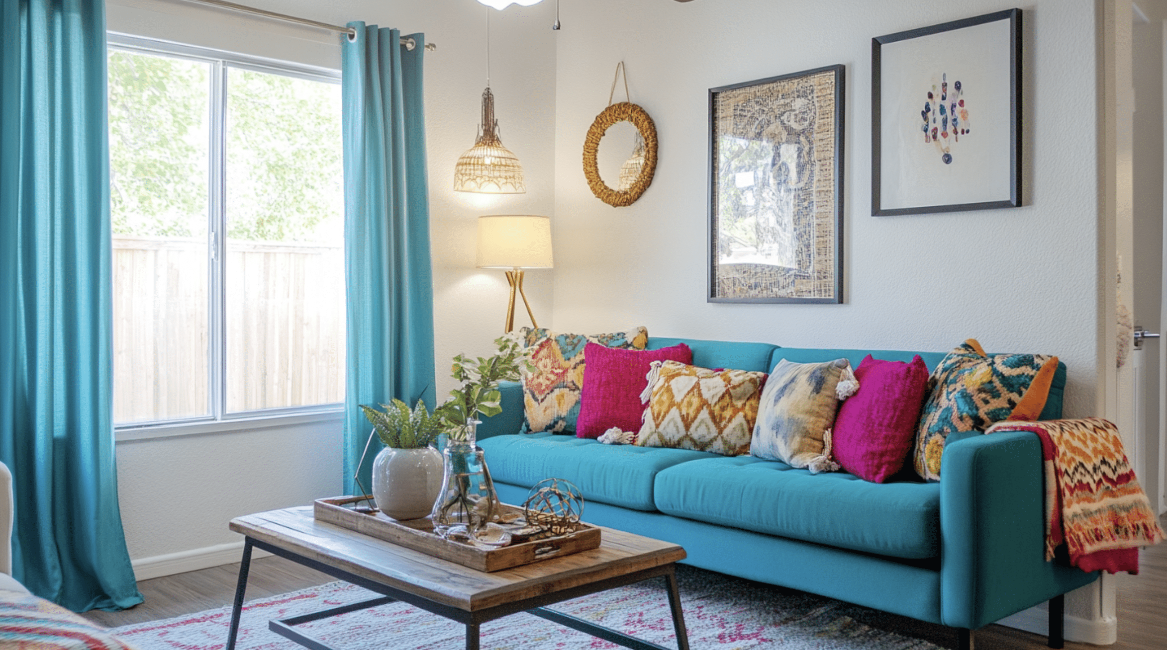 Teal_Sofa_with_Colorful_Pillows