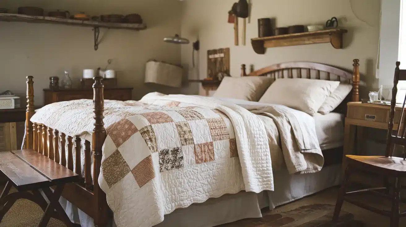 White_and_Beige_Patchwork_Quilts