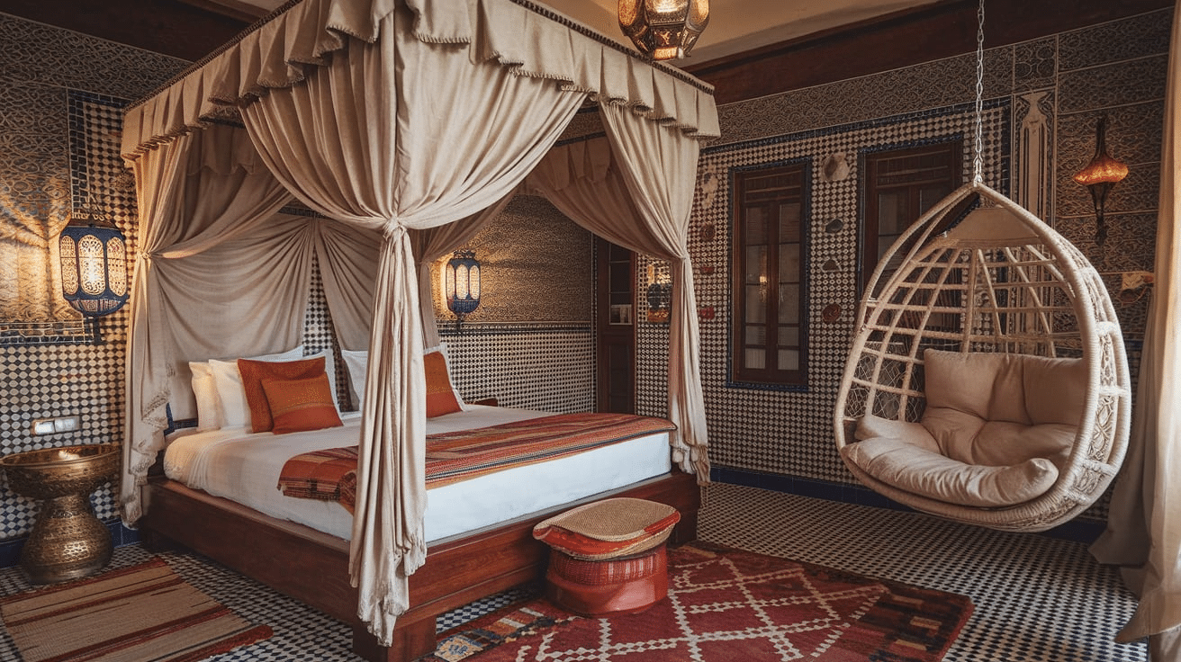 Cozy_Moroccan_Bedroom_with_a_Swing_Chair