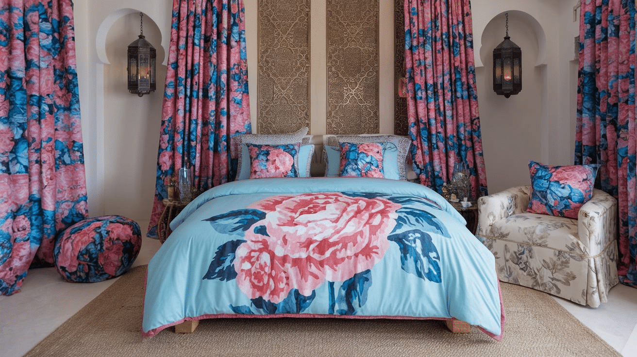 Moroccan-Inspired_Bedroom_with_Floral_Prints