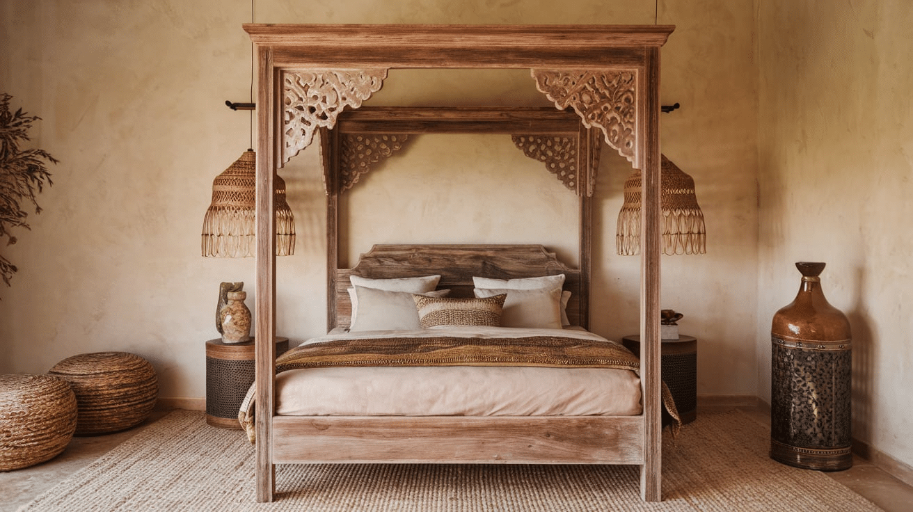 Moroccan_Bedroom_with_a_Rustic_Wooden_Bed