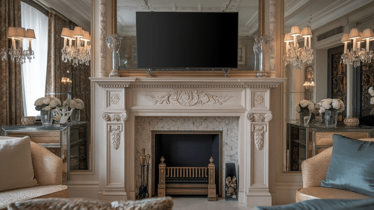 N-10_Ornate_Fireplace_with_TV_Above