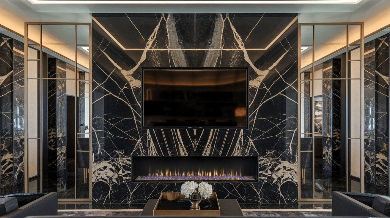 N-3_Black_Marble_Fireplace_with_TV