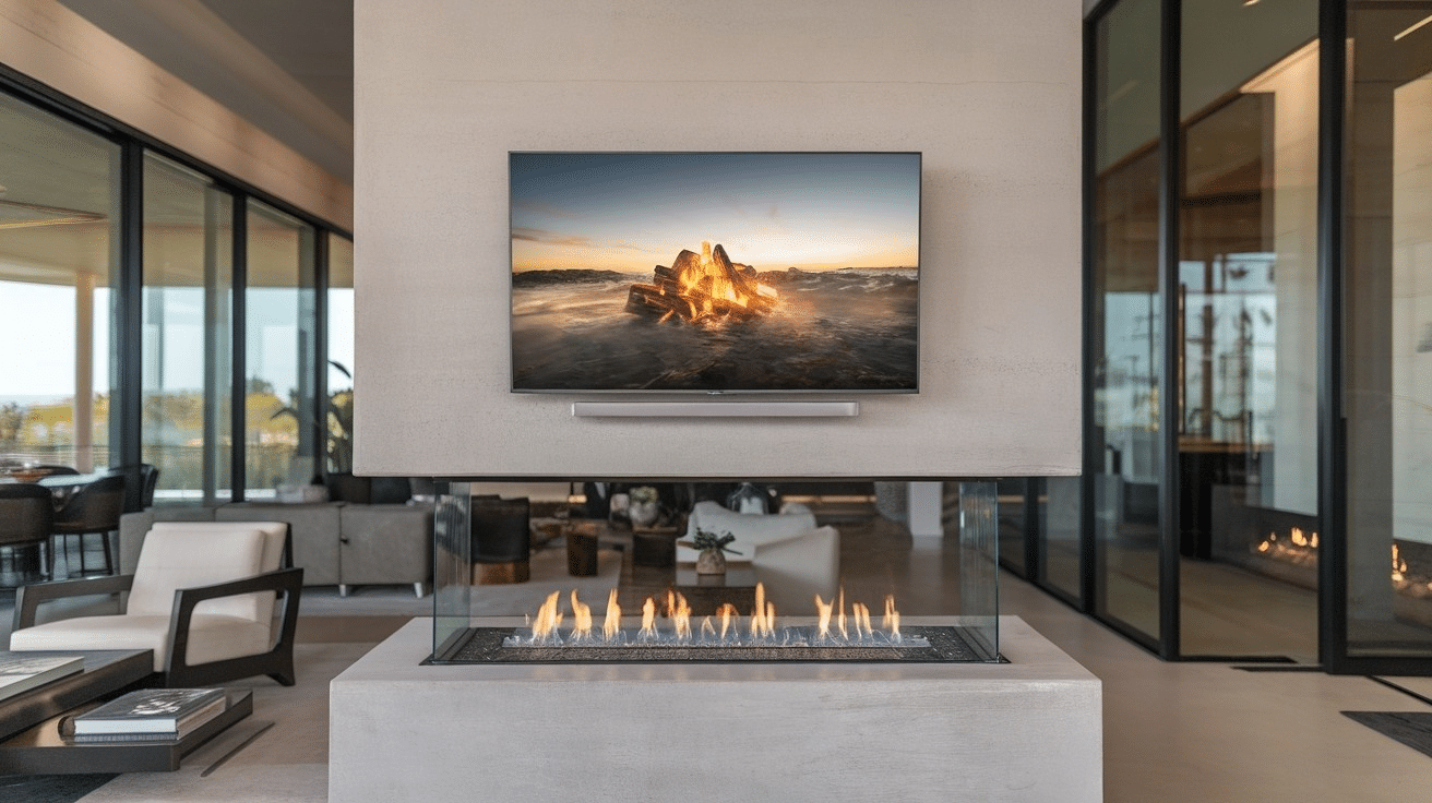 N-40_Swivel_TV_Above_See-Through_Fireplace