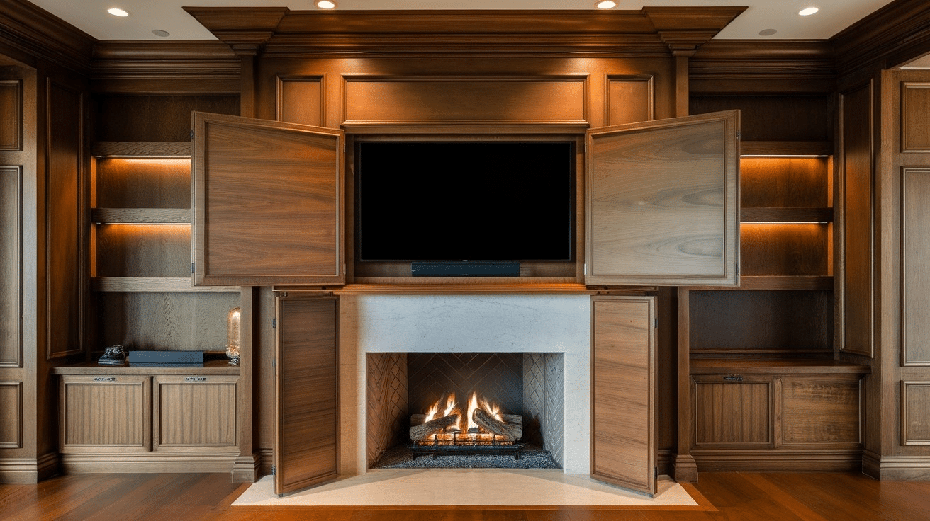 N-8_Wood-paneled_Fireplace_Hiding_TV