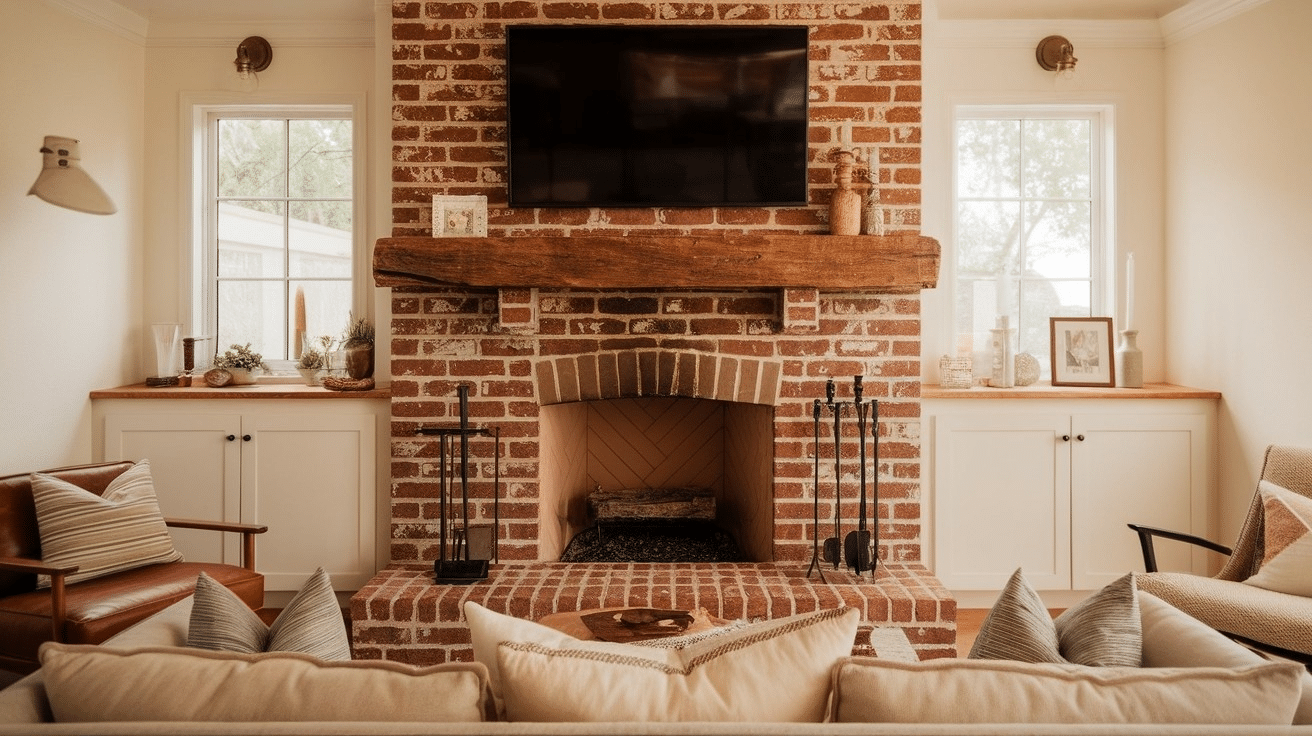 N-9_Brick_Fireplace_With_Wooden_Mantel