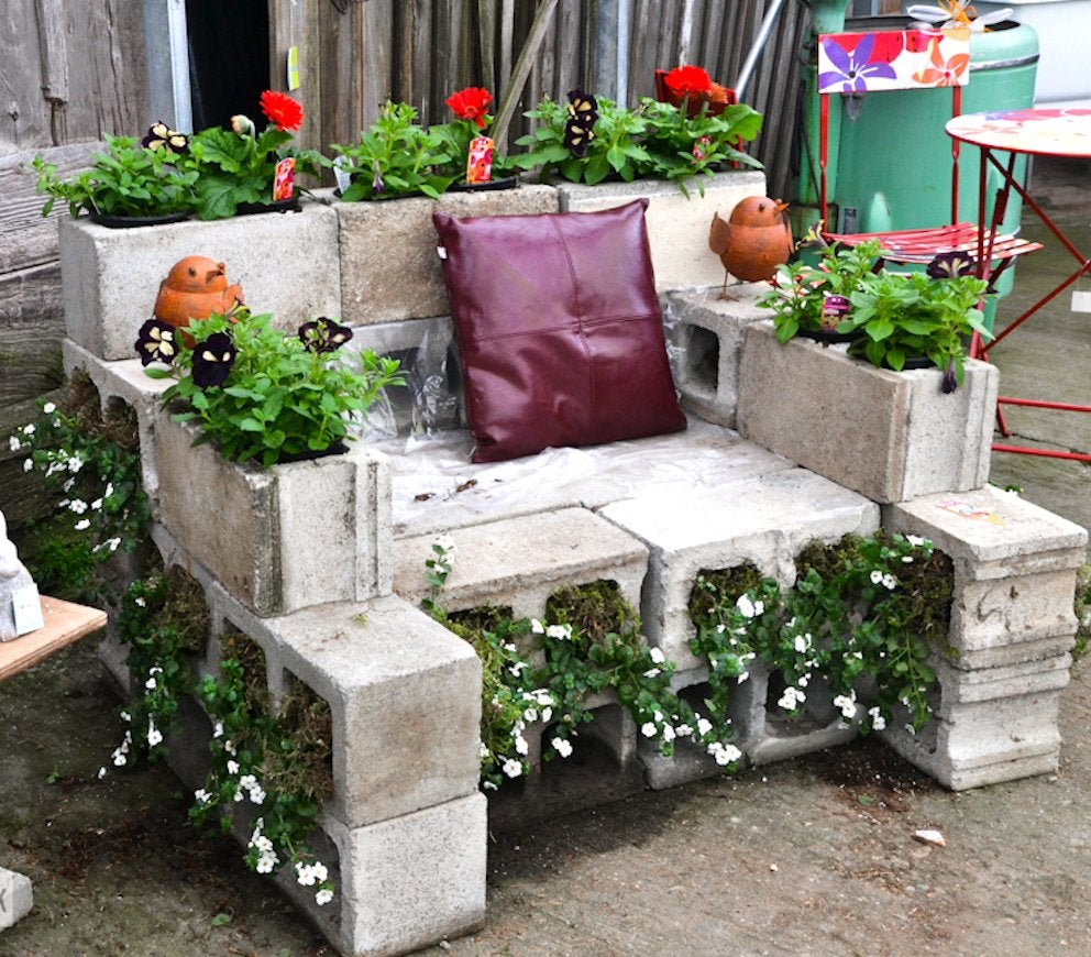 Cinder Block Garden Bench