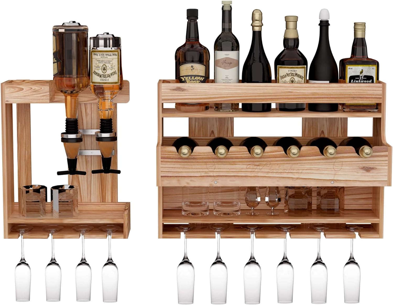 Wall Mounted Wood Wine Shelf