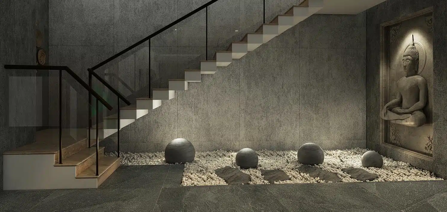 Zen Garden Under the Stairs