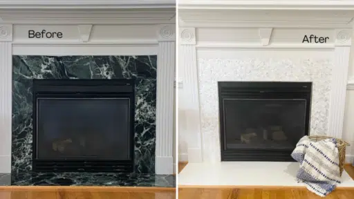 How to paint fireplace tile