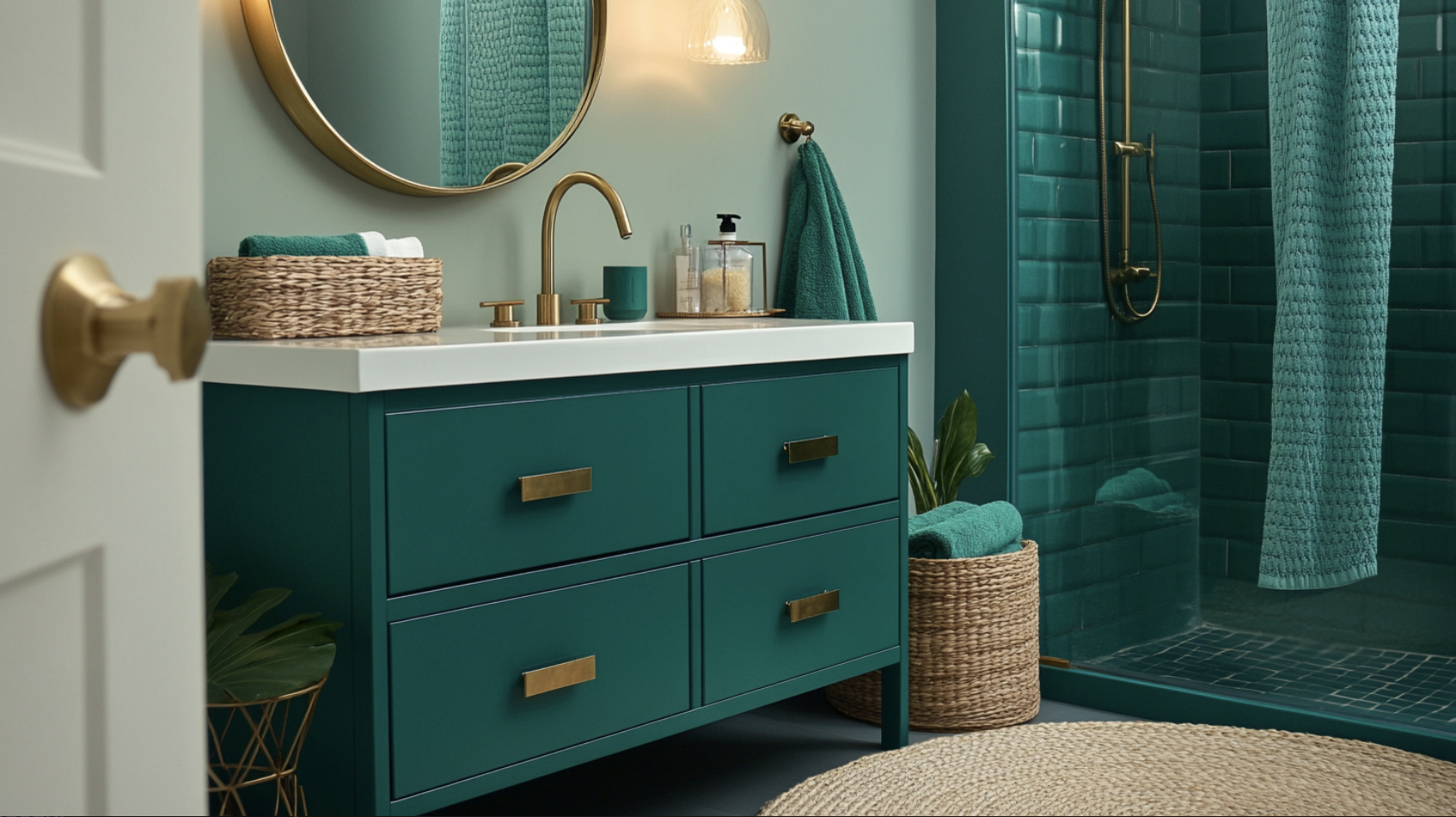 teal bathroom