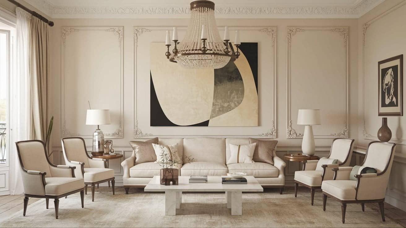 French Living Room with Sculptural Pieces