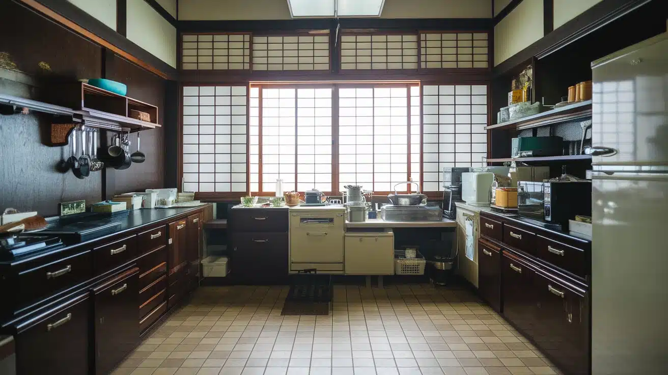 Japanese Kitchen with Dark Wood
