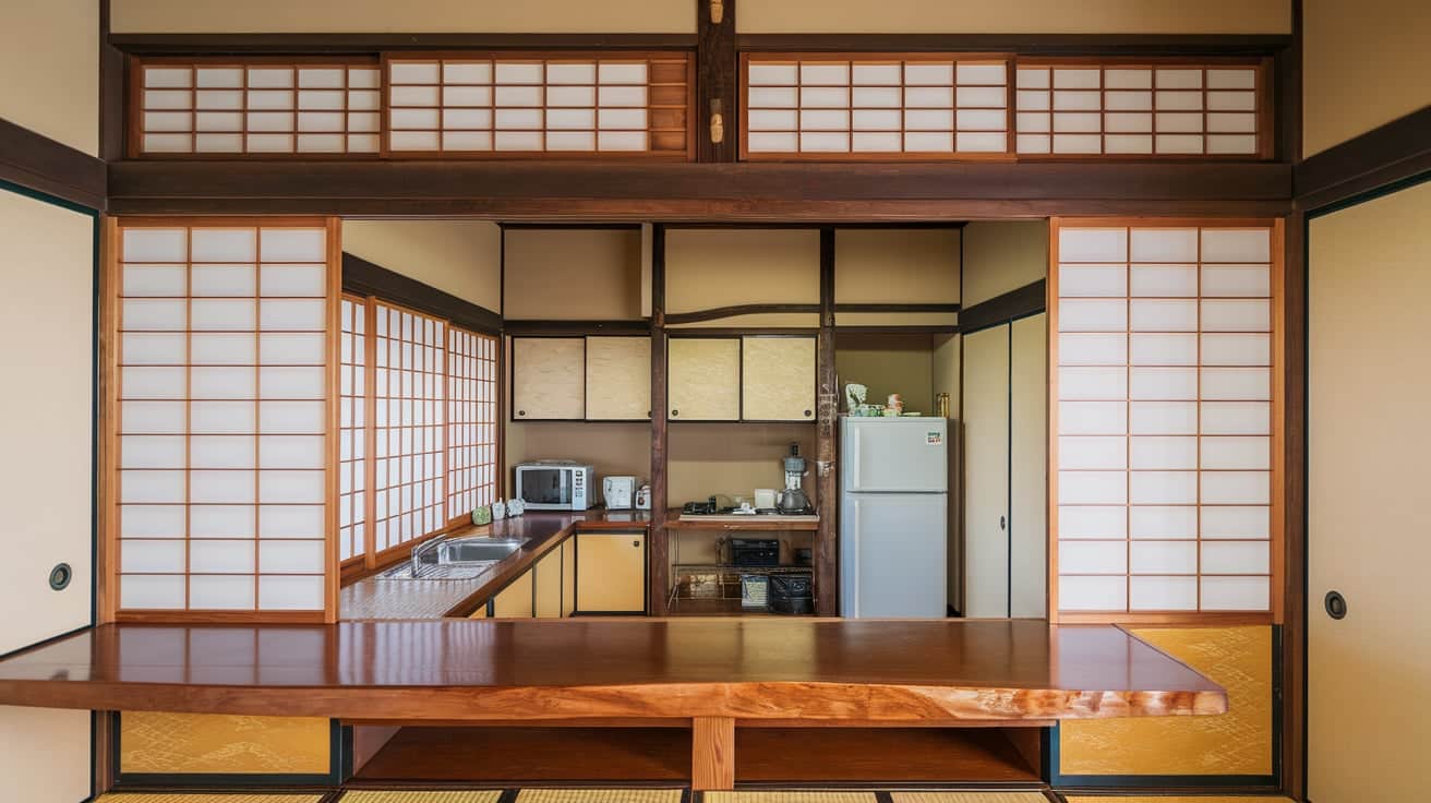 Japanese Kitchen with Sliding Doors