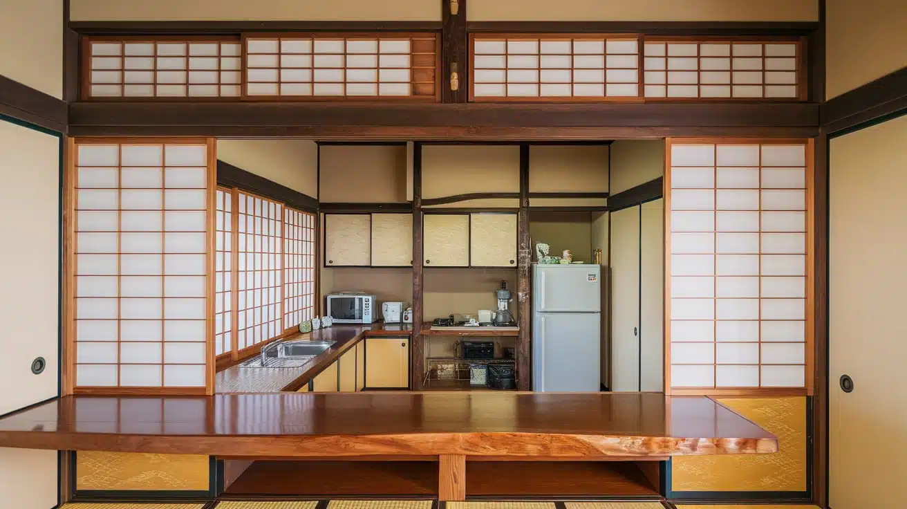 Japanese Kitchen with Sliding Doors