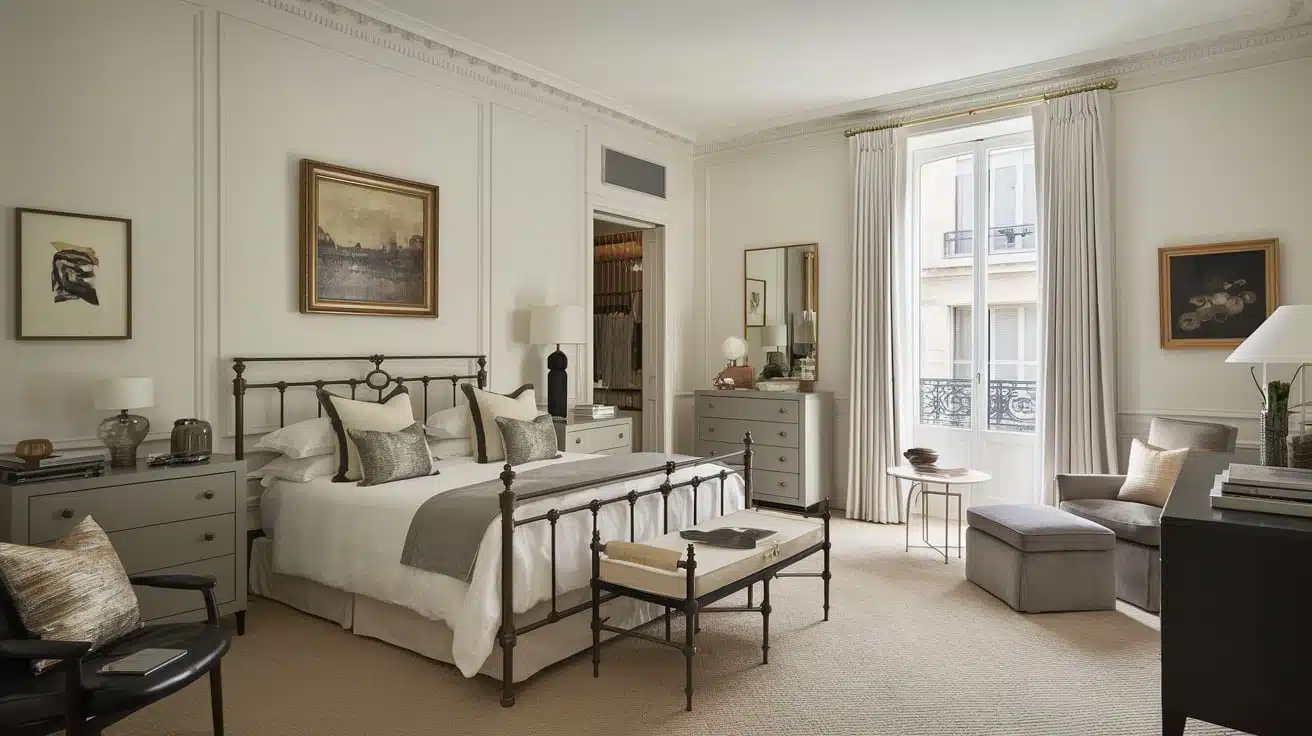 Parisian Bedroom with Neutral Color Scheme