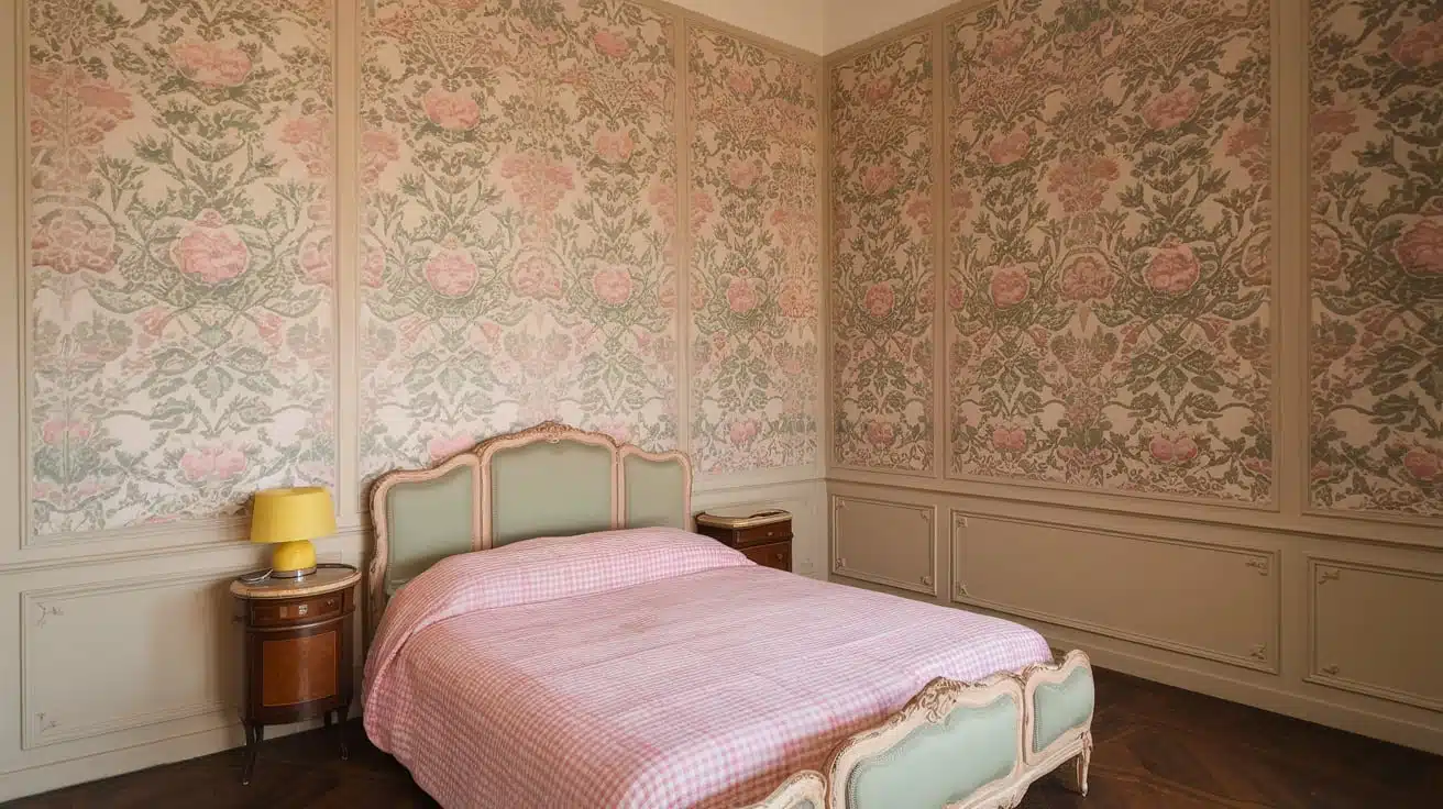 Parisian Bedroom with Vintage Wallpaper