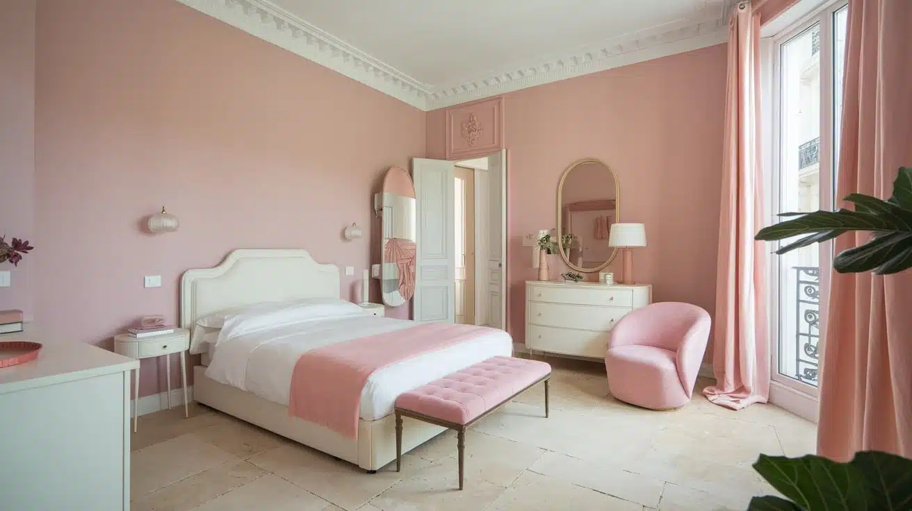 Parisian Bedroom with a Soft Color Palette