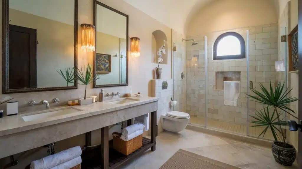 Stylish Italian Bathroom with Marble Flooring