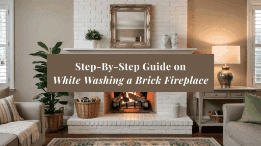 white wash brick fireplace