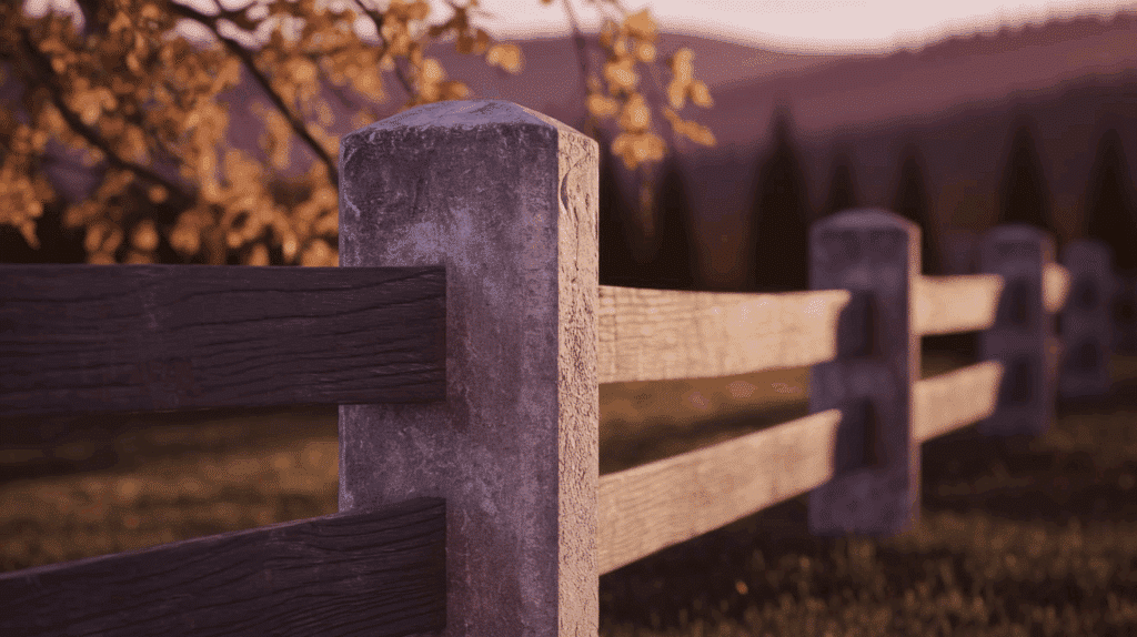 Concrete Post and Wood Plank Fence
