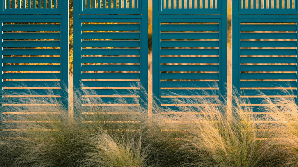 Louvered Wood Privacy Fence