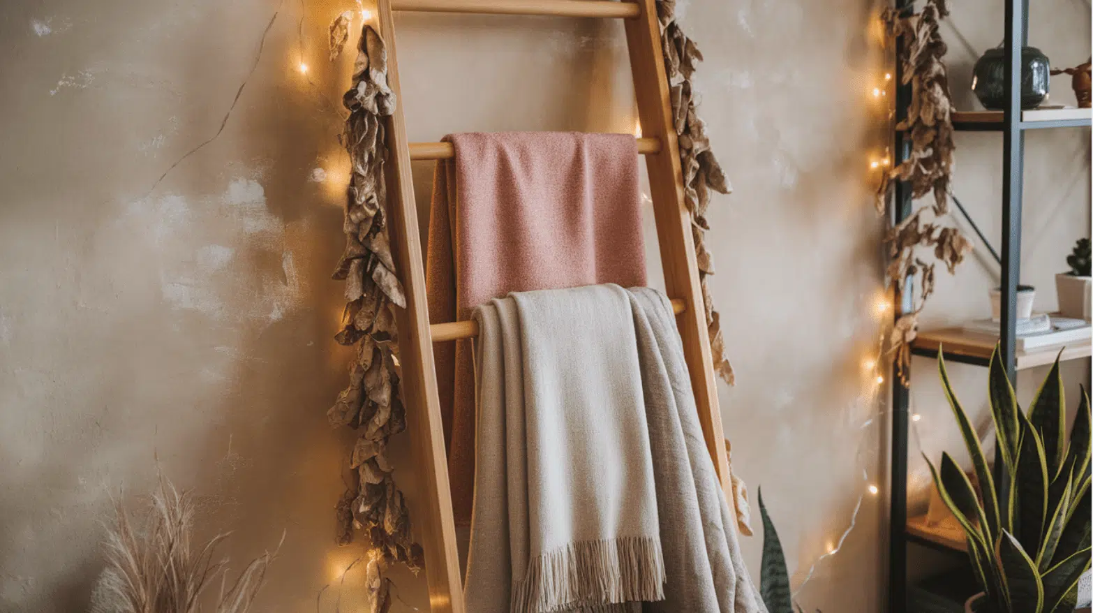 Rustic_Ladder_Blanket_Holder
