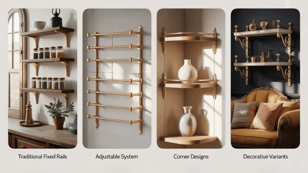 Types of Brass Shelf Rails