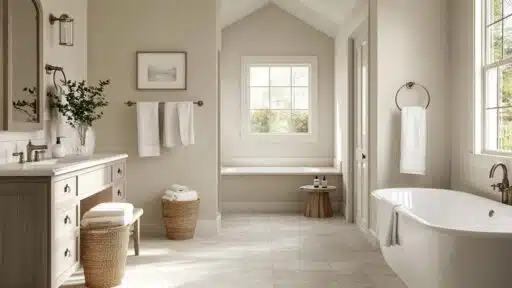 accessible beige bathroom