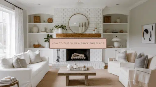 tile over brick fireplace