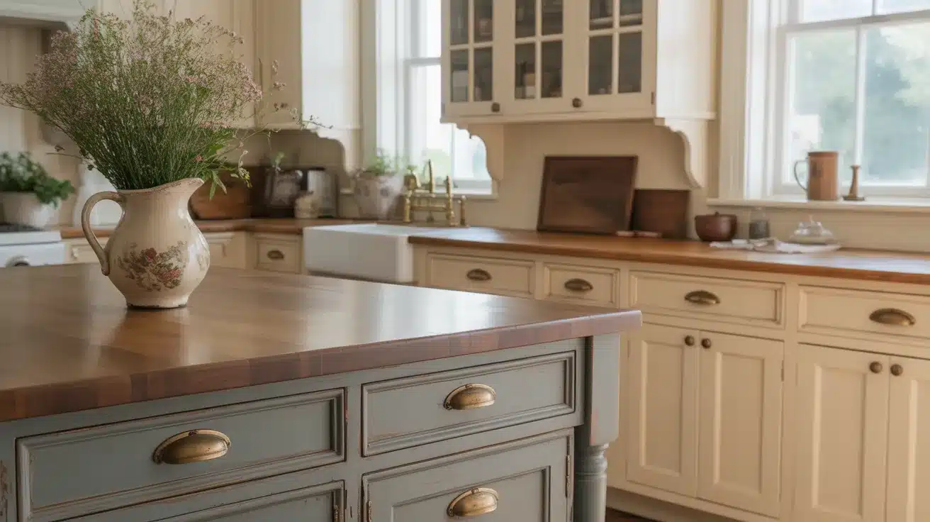 Cream_Shaker_Cabinets_and_Rustic_Brass_Hardware