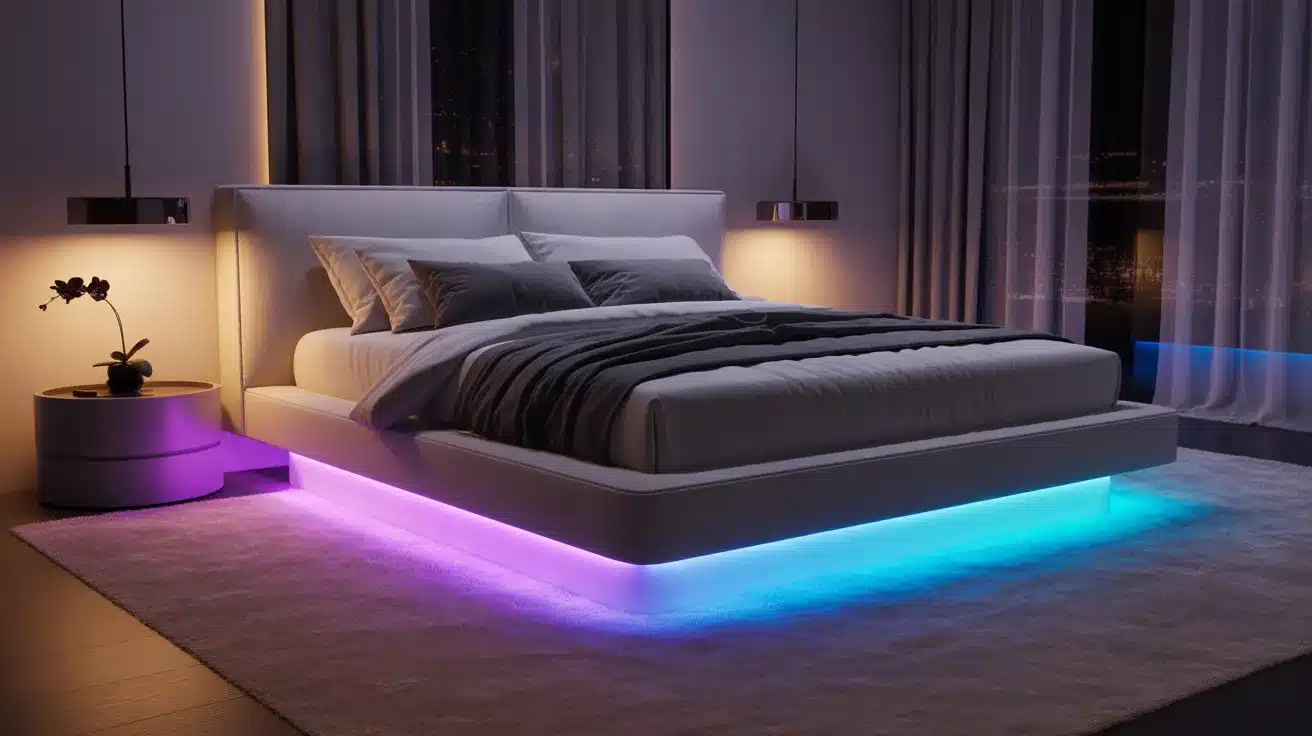 Floating_Bed_Frame_with_Underglow_LED_Lights