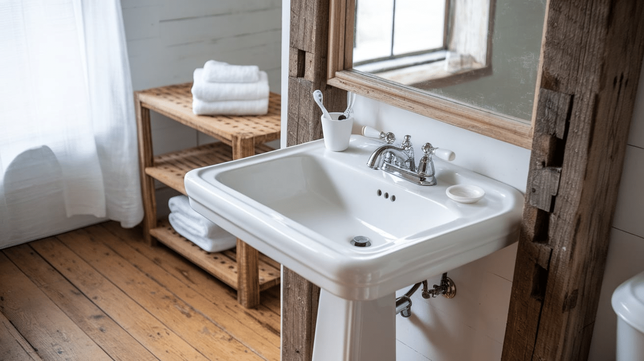 Freestanding_Pedestal_Sink_with_Vintage_Mirror