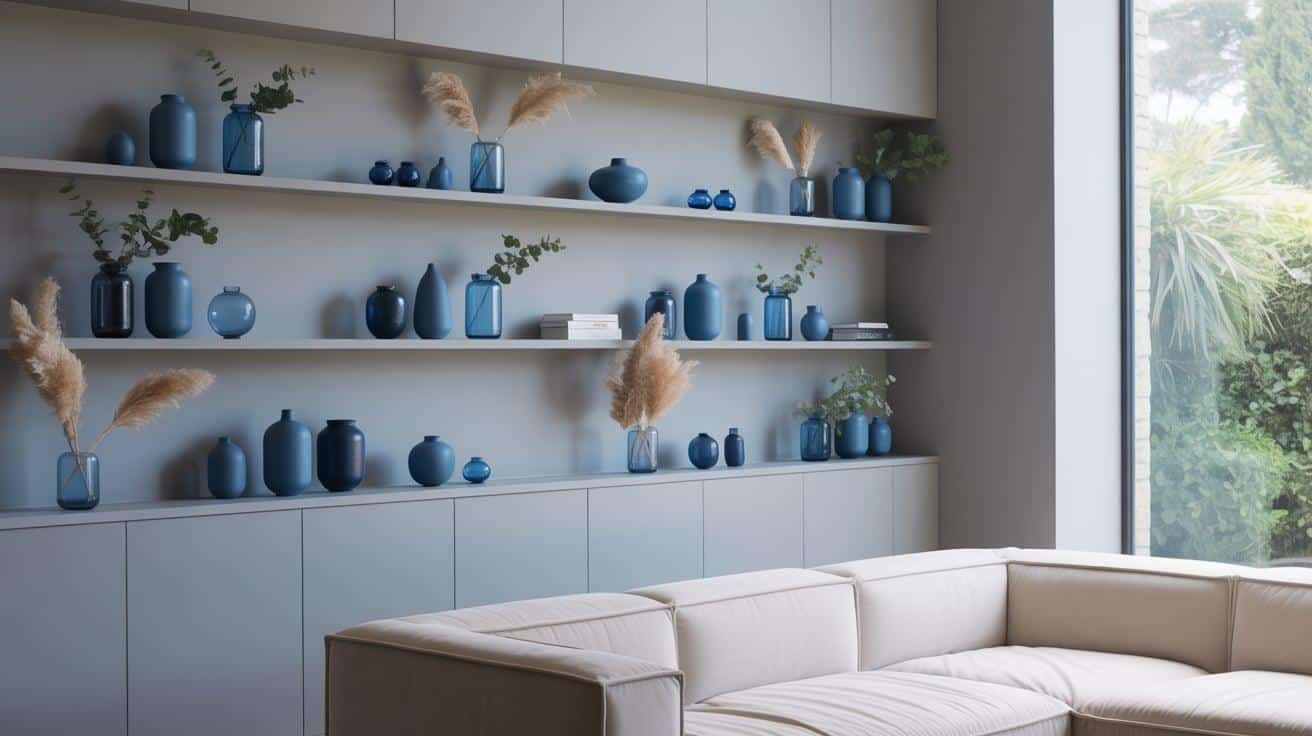 Minimalist_Blue_Vases_on_Grey_Shelves
