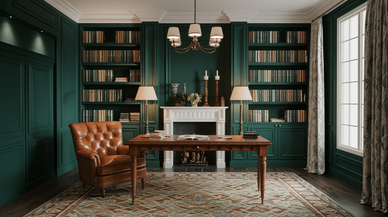 c12_Deep_Green_Walls_with_White_Trim