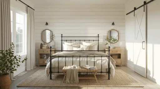 modern farmhouse master bedroom