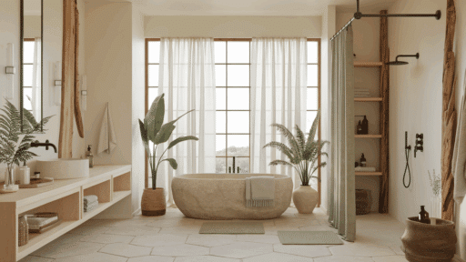 warm organic modern bathroom
